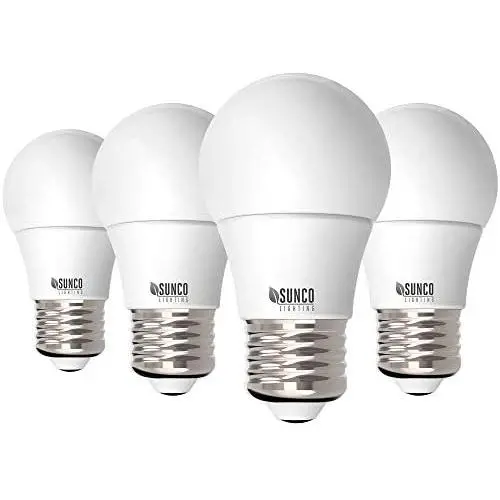 Sunco Lighting 4 Pack A15 LED Bulb, 8W=60W, 2700K Soft White, Dimmable, 800 LM, E26 Base, Refrigerator & Fan Light - UL, Energy Star Sunco Lighting 4 Pack A15 LED Bulb, 8W=60W, 2700K Soft White, Dimmable, 800 LM, E26 Base, Refrigerator & Fan Light - UL, Energy Star