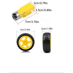 DC Motor Wheel Kit, 4PCS TT motor 3-6V Dual Shaft Gear Motor,Motor Support/Bracket,Electric motor Tyre Parts for Arduino Robot Smart Car,Model or Electronic Product DIY (4pcs Dual shaft/Biaxial)
