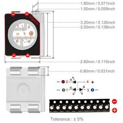 Chanzon 100 pcs 3528 (1210) SMD RGB Multicolor LED Diode Lights Chips (Red Green Blue Tricolor Common Anode PLCC 4 pin DC 20mA/Color) Lighting Bulb Lamps Electronics Components Light Emitting Diodes