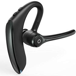 Bluetooth Headset V5.0 Wireless Bluetooth Earpiece, 16 Hrs HD Talktime Noise Reduction Handsfree Headset with Microphone for iPhone/Android/Samsung/Laptop - Black