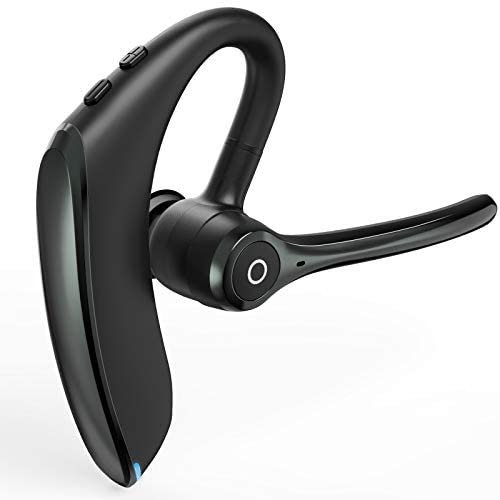 Bluetooth Headset V5.0 Wireless Bluetooth Earpiece, 16 Hrs HD Talktime Noise Reduction Handsfree Headset with Microphone for iPhone/Android/Samsung/Laptop - Black