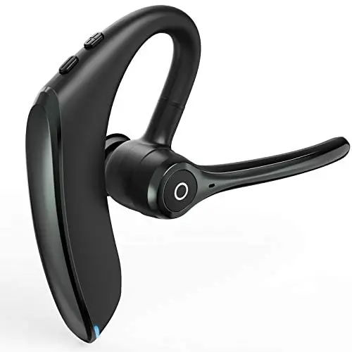 Bluetooth Headset V5.0 Wireless Bluetooth Earpiece, 16 Hrs HD Talktime Noise Reduction Handsfree Headset with Microphone for iPhone/Android/Samsung/Laptop - Black
