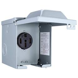 Miady 50 Amp 125/250 Volt RV Power Outlet Box, Enclosed Lockable Weatherproof Outdoor Electrical NEMA 14-50R Receptacle Panel, For RV Camper Travel Trailer Motorhome Electric Car Generator.