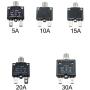 T Tocas 5pcs Push Button Reset 5A 10A 15A 20A 30A Circuit Breakers with Quick Connect Terminals and Waterproof Button Cap