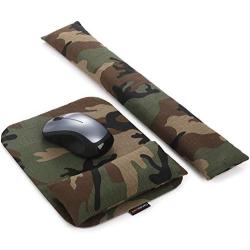 Mouse Pad Wrist Support Set - Keyboard Wrist Rest Pad Bean Bag with Ergobeads, Wrist Pain Relief for Easy Typing, Office, PC, Laptop, Skin-Friendly & Breathable, Washable & Durable, Camouflage