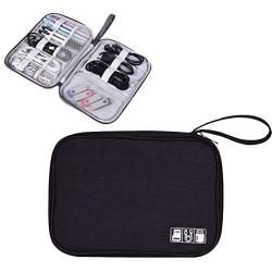 Electronic Organizer Cable Organizer Compact Travel Organizer Bag Electronics Accessories Cases Storage Bag Waterproof for Cable USB SD Card Power Bank Earphone (Black)