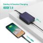 USB Charger RAVPower 60W 12A 6-Port Desktop USB Charging Station with iSmart Multiple Port, Compatible iPhone 12 Mini SE 11 Pro Max XS XR X iPad Pro Air Mini Galaxy S10 Note 10 Tablet (Navy Blue)