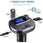 VicTsing Bluetooth FM Transmitter for Car, Wireless In-Car Bluetooth Adapter/w USB Port, Support Aux Input Output, TF Card and U-Disk, Hands-Free calls
