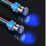 DaFuRui 2Pack 19mm 12V (Blue) Latching Self-Locking Pushbutton Switch ON/Off Silver Stainless Steel with Blue LED Suitable for 19mm 0.75'' Mounting Hole