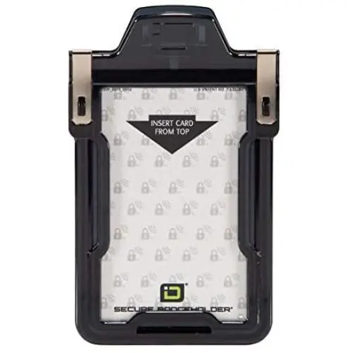 Identity Stronghold - Secure RFID Badge Holder for 1 Card - Heavy Duty Hard Plastic ID Badge Holder - USA Molded and Assembled - FIPS 201 Approved RFID Blocking Security - Black Identity Stronghold - Secure RFID Badge Holder for 1 Card - Heavy Duty Hard Plastic ID Badge Holder - USA Molded and Assembled - FIPS 201 Approved RFID Blocking Security - Black