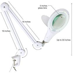 Brightech LightView PRO - Comfortable LED Magnifying Glass Desk Lamp for Close Work - Bright 2.25x Magnifier Lighted Lens - Puzzle, Craft & Reading Light for Table Top Tasks - White