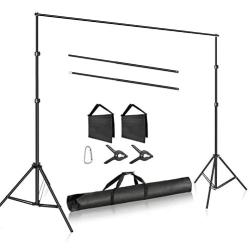 Neewer Photo Studio Adjustable 10ft/3m Wide Cross Bar 6.6ft/2m Tall Background Stand Backdrop Support System with 2 Backdrop Clamps, 2 Sandbags and Carry Bag for Portrait Product Video Shooting