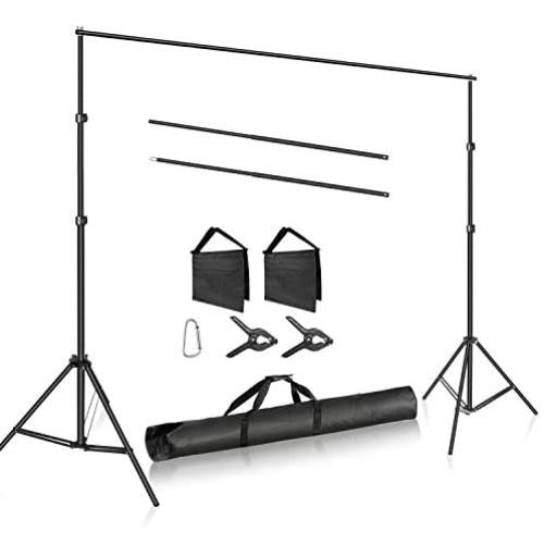 Neewer Photo Studio Adjustable 10ft/3m Wide Cross Bar 6.6ft/2m Tall Background Stand Backdrop Support System with 2 Backdrop Clamps, 2 Sandbags and Carry Bag for Portrait Product Video Shooting