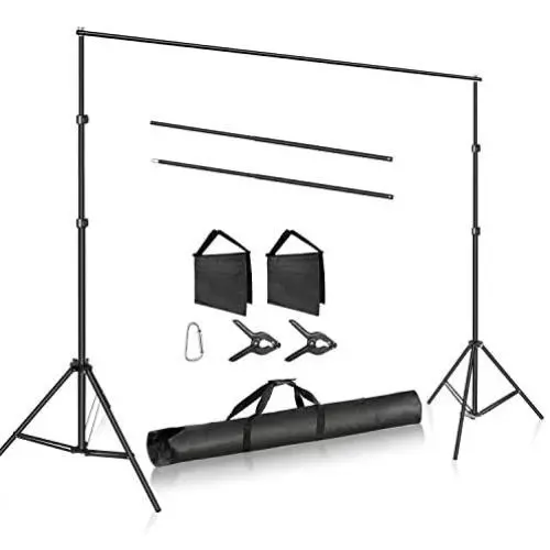 Neewer Photo Studio Adjustable 10ft/3m Wide Cross Bar 6.6ft/2m Tall Background Stand Backdrop Support System with 2 Backdrop Clamps, 2 Sandbags and Carry Bag for Portrait Product Video Shooting