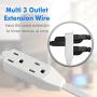 Maximm Cable 4 Ft 360° Rotating Flat Plug Extension Cord/Wire, 16 AWG Multi 3 Outlet Extension Wire, 3 Prong Grounded Wire - White - UL Listed
