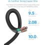 BESTEK 8-Outlet 10Ft Extension Cord Power Strip with USB 15A 1875W Surge Protector with 5V 4.2A 4 USB Charging Port Desktop Charging Station,600Joule,Ultra-Compact Wide Spaced Outlet for Large Charger
