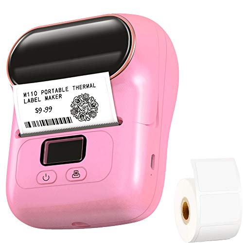 M110 Label Maker - Portable Bluetooth Barcode Printer, Mini Wireless Thermal Label Maker Machine for Clothing, Jewelry, Retail, Note, for iOS & Android, with 1.57''x1.18'' Label (40x30mm,1-Pack)