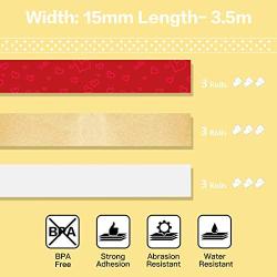Phomemo Sticker Paper- Sticker Fully Transparent Thermal Film/Sticker Gold Powder Thermal Film/Red Button with Red Heart, 15mm x 3.5m for Phomemo M02 Pro/M02S Printer, 3 Rolls of Each, Total 9 Rolls