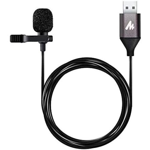USB Lavalier Microphone-MAONO AU-UL10 192kHz/24bit Omnidirectional Lapel Mic Hands Free Shirt Collar Clip-on Microphone for PC Computer, Laptop, YouTube, Skype Recording, Live Broadcasting