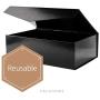 PACKHOME Gift Box 14x9.5x4.5 Inches, Large Gift Box with Lid, Groomsman Box, Sturdy Storage Box, Collapsible Gift Box with Magnetic Closure (Glossy Black with Embossing)