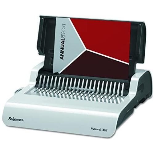 Fellowes 5216701 Pulsar Electric Comb Binding System, 300 Sheets, 17 x 15 3/8 x 5 1/8, White,Grey