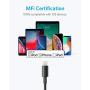 Anker 6ft Premium Double-Braided Nylon Lightning Cable, Apple MFi Certified for iPhone Chargers, iPhone X/8/8 Plus/7/7 Plus/6/6 Plus/5s, iPad Pro Air 2, and More(Black)