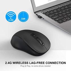 WisFox 2.4G Wireless Mouse for Laptop, Ergonomic Computer Mouse with USB Receiver and 3 Adjustable Levels, 6 Button Cordless Mouse Wireless Mice for Windows Mac PC Notebook (Black)