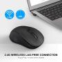 WisFox 2.4G Wireless Mouse for Laptop, Ergonomic Computer Mouse with USB Receiver and 3 Adjustable Levels, 6 Button Cordless Mouse Wireless Mice for Windows Mac PC Notebook (Black)