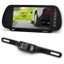 Pyle Backup Car Camera & Rear View Mirror Monitor Screen System-Parking & Reverse Safety Distance Scale Lines, Waterproof & Night Vision Cam with IR LED Lights, 7'' LCD Display for Vehicles-(PLCM7200)