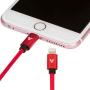 vCharged Red 2 FT MFi Certified iPhone Charger Nylon Braided USB Compatible w/AirPods, iPhone & iPad