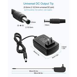 ALITOVE 5V 3A Power Supply Adapter Converter Cord 5.5mm x 2.5mm 2.1mm Plug AC 100V~240V to DC 5 Volt 3000mA 2500mA 15W for WS2812B WS2811 LED Pixel Light CCTV Camera USB-HUB Wireless Router (2 Pack)