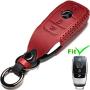 Leather Mercedes-Benz Key Fob Cover, Suit for Keyless Remote Control for Benz A C E S Class Series and GLK CLA GLA GLC GLE CLS SLK AMG Series etc (A-Red)