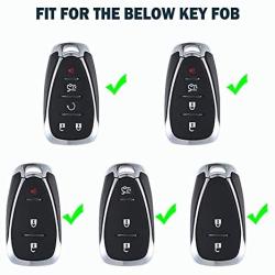 K LAKEY Key Fob Cover, Compatible with Key fob case Malibu Camaro Cruze Spark Volt Sonic Trax Equinox, Smart Car Key Soft TPU Case Shell Protector Key Fob with Alloy Keychain Blue Silver