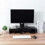 Superjare Dual Monitor Stand Riser, Adjustable Length and Angle Multi Screen Stand, Desktop Stand Storage Organizer for Laptop Computer/TV/PC/Printer- Black