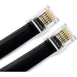 (2 Pack) 1 Foot RJ12 6P6C Telephone Cable for Voice 12 inch Modular Telephone Cord (Black - Reverse Wiring)