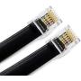 (2 Pack) 1 Foot RJ12 6P6C Telephone Cable for Voice 12 inch Modular Telephone Cord (Black - Reverse Wiring)