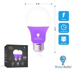 2 Pack BlueX LED A19 Purple Light Bulb - 9W (60Watt Equivalent) - E26 Base LED Purple Bulb, Party Decoration, Porch, Home Lighting, Holiday Lighting, Decorative Illumination (Purple)