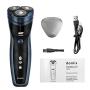 donlix Electric Shaver for Men Razor Mens Shavers 8500 RPM Head Cordless Rechargeable Waterproof 2 in 1 Beard Trimmer Wet and Dry Blue