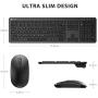 iClever GK08 Wireless Keyboard and Mouse - Rechargeable Wireless Keyboard Ergonomic Full Size Design with Number Pad, 2.4G Stable Connection Slim White Keyboard and Mouse for Windows, Mac OS Computer