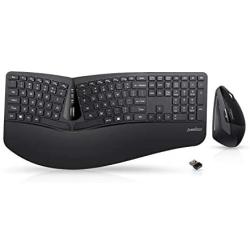 Perixx Periduo-605, Wireless Ergonomic Split Keyboard and Vertical Mouse Combo, Adjustable Palm Rest and Membrane Low Profile Keys, Black, US English Layout (11633)