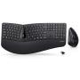 Perixx Periduo-605, Wireless Ergonomic Split Keyboard and Vertical Mouse Combo, Adjustable Palm Rest and Membrane Low Profile Keys, Black, US English Layout (11633)