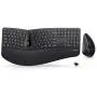 Perixx Periduo-605, Wireless Ergonomic Split Keyboard and Vertical Mouse Combo, Adjustable Palm Rest and Membrane Low Profile Keys, Black, US English Layout (11633)