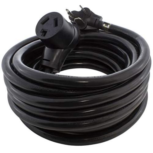 AC WORKS 30Amp 3-Prong NEMA 10-30 Dryer Extension Cord with Heavy Duty Thick Anti-Weather Cord (25FT)
