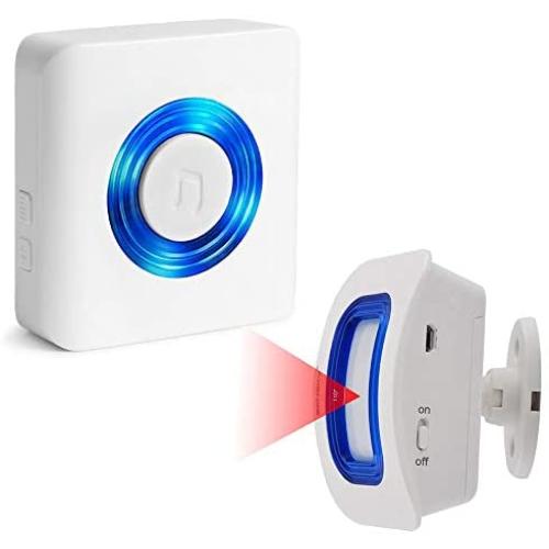 Wireless Caregiver Pager Motion Sensor Alert Room Bed Alarm and Fall Prevention for Home Elderly Kids with 1 Receiver and 1 Motion Detector