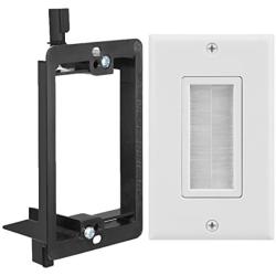 Fosmon Single Gang Wall Plate 2 Piece, Brush Style Opening Passthrough Cable Plate with Low Voltage Mounting Bracket