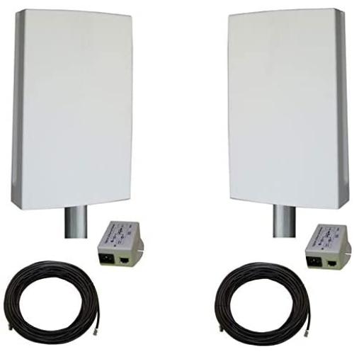 EZ-Bridge-LT5+ HD 100MB, 5GHz 802.11an Pt/Pt Secure Bridge Pair, Shield Outdr 75 CAT5 Cables + Surge Prot 24V PoE Ins, Plug n Play, 25dBm Out + 14dB Ant, 3mi Range, Wall/Pole(1-2'') Mt Brckts, 4W Pwr