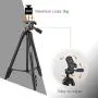 Lightweight Tripod 55-Inch, Aluminum Travel/Camera/Phone Tripod with Carry Bag, Maximum Load Capacity 6.6 LB, 1/4'' Mounting Screw for Phone, Camera, Traveling, Laser Measure, Laser Level