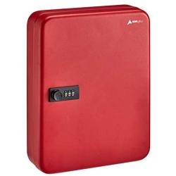 AdirOffice Key Cabinet with Combination Lock - 60 Key Hooks & Tags - Durable & Heavy Duty Secured Storage for Homes Hotels Schools & Commercial Use (Red)