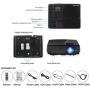 Mini Wifi Projector,Portable Wireless Bluetooth LCD LED Smart Movie Projector for Home Entertainment Video Game Full HD Supported Compatible with Computer TV Box USB Drive Android iOS Built in Speaker