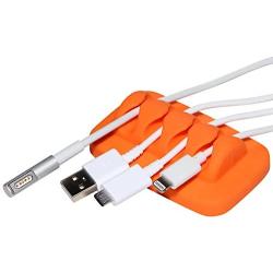 Desktop Cable Organizer, Weighted, Eco-Friendly Silicone, No Bad Smell, Bundled with 4 Reusable Cable Ties (Orange)